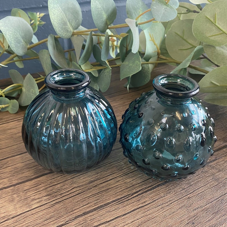 Bud Vase Set of 2 Pack of Two Small Bottle / Round Bud Vases Etsy UK