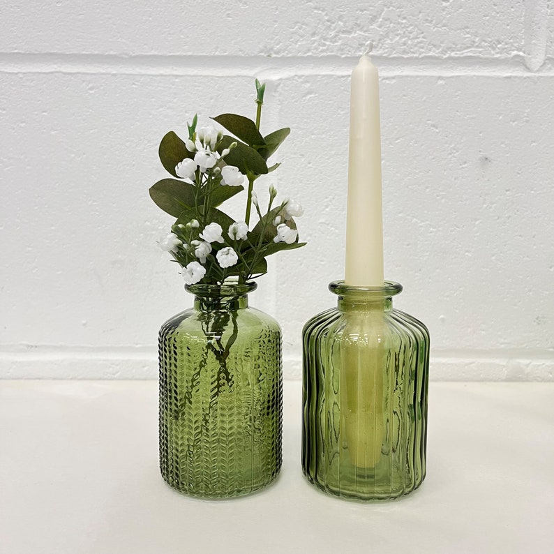 Bud Vase Set of 2 Pack of Two Small Bottle / Round Bud Vases Etsy UK