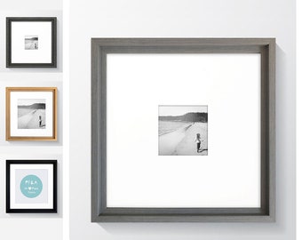 16x16 14x14 12x12 10x10 - Hoxton Grey / Black Photo Frame / White / Oak Effect - Square Photo Frame Mounted - Picture Frames