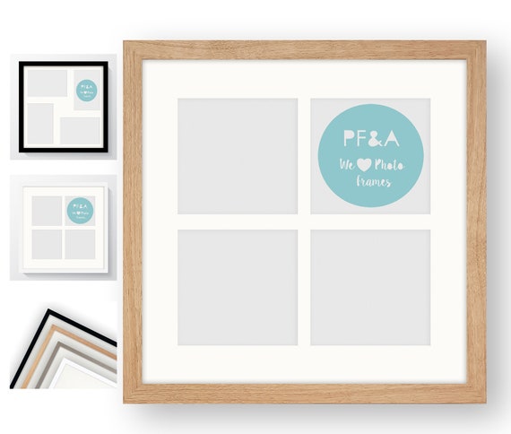 Multi Collage Square Modern Oxford Black White Grey Oak Effect Photo Frame 17x17 14x14 12x12 7x5 6x4 5x5 4x4 Made In Uk