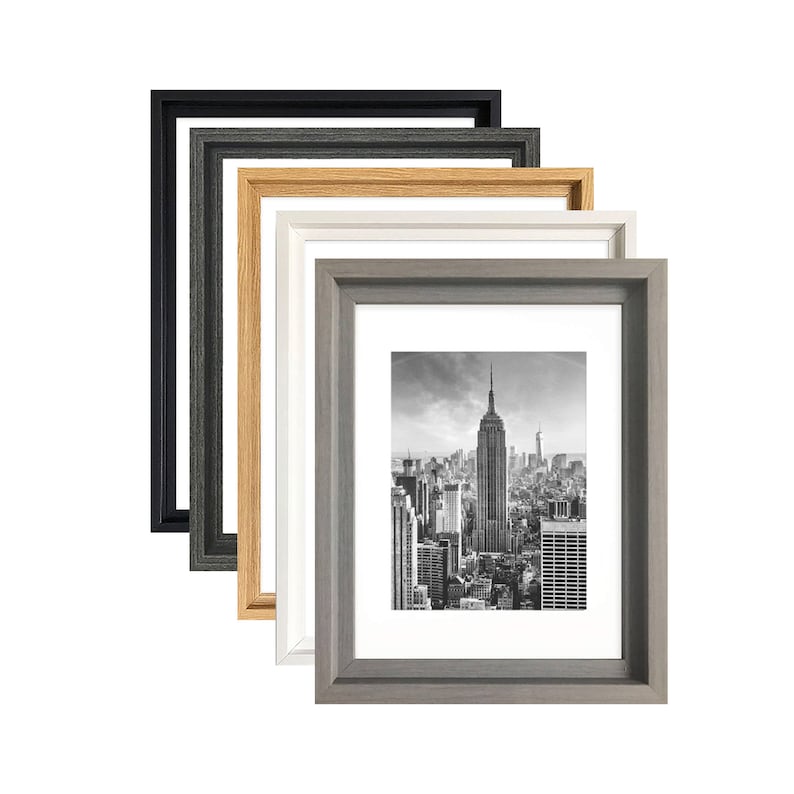 A2 / A3 / A4 / A5 / A6 - Hoxton Dark Graphite / Grey / Black / White / Oak Effect  - WHITE MOUNT - Modern Deep Photo Print Poster Frame 