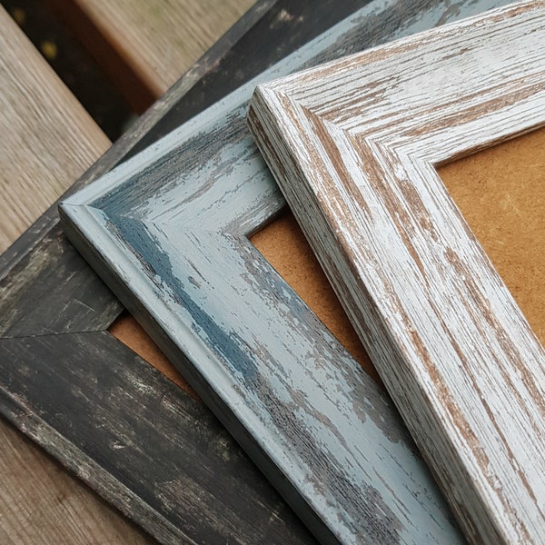 20x16 For 16x12 Or A3 Poster Frames Exmouth Photo Frame Blue Timber Wood Effect - Large Distressed Picture Frame - Home Decor