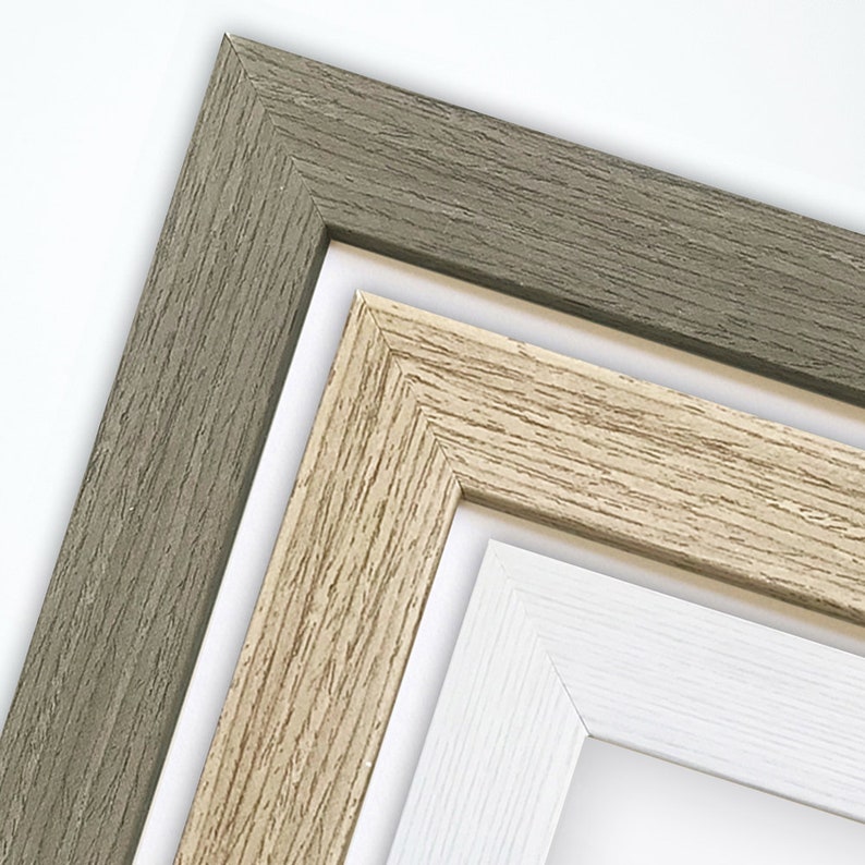 A2 A3 A4 A5 A6 White Mount Hamilton Grey Light Oak Effect Picture Frame Poster Print Landscape Portrait Made In Uk