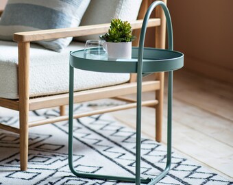 Teal Metal Side Table - Teal Iron Coffee tables - Living Room Decor - Blue Home Decor - Tray Table