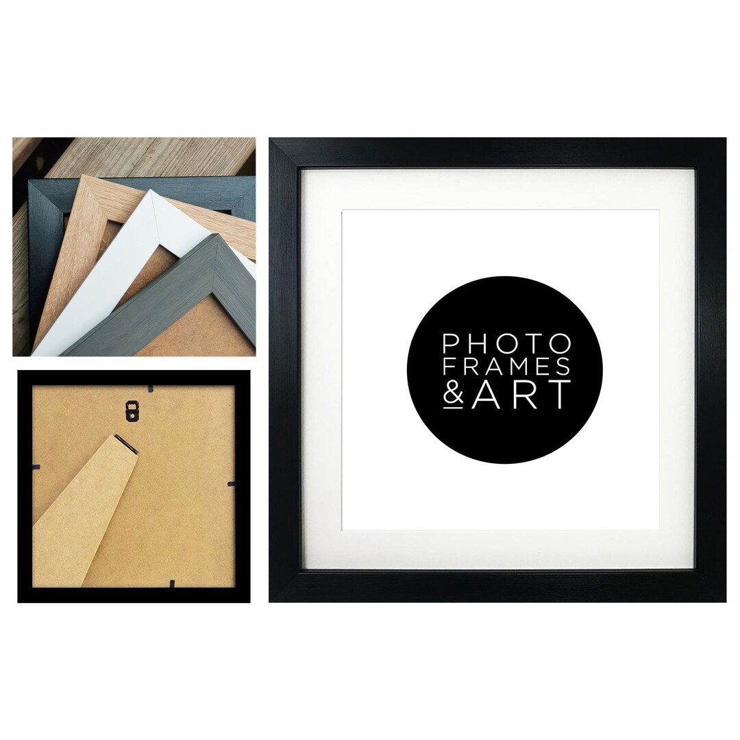 Thin Photo Frame 10x10 8x8 7x7 Oxford Black White Grey Oak Effect