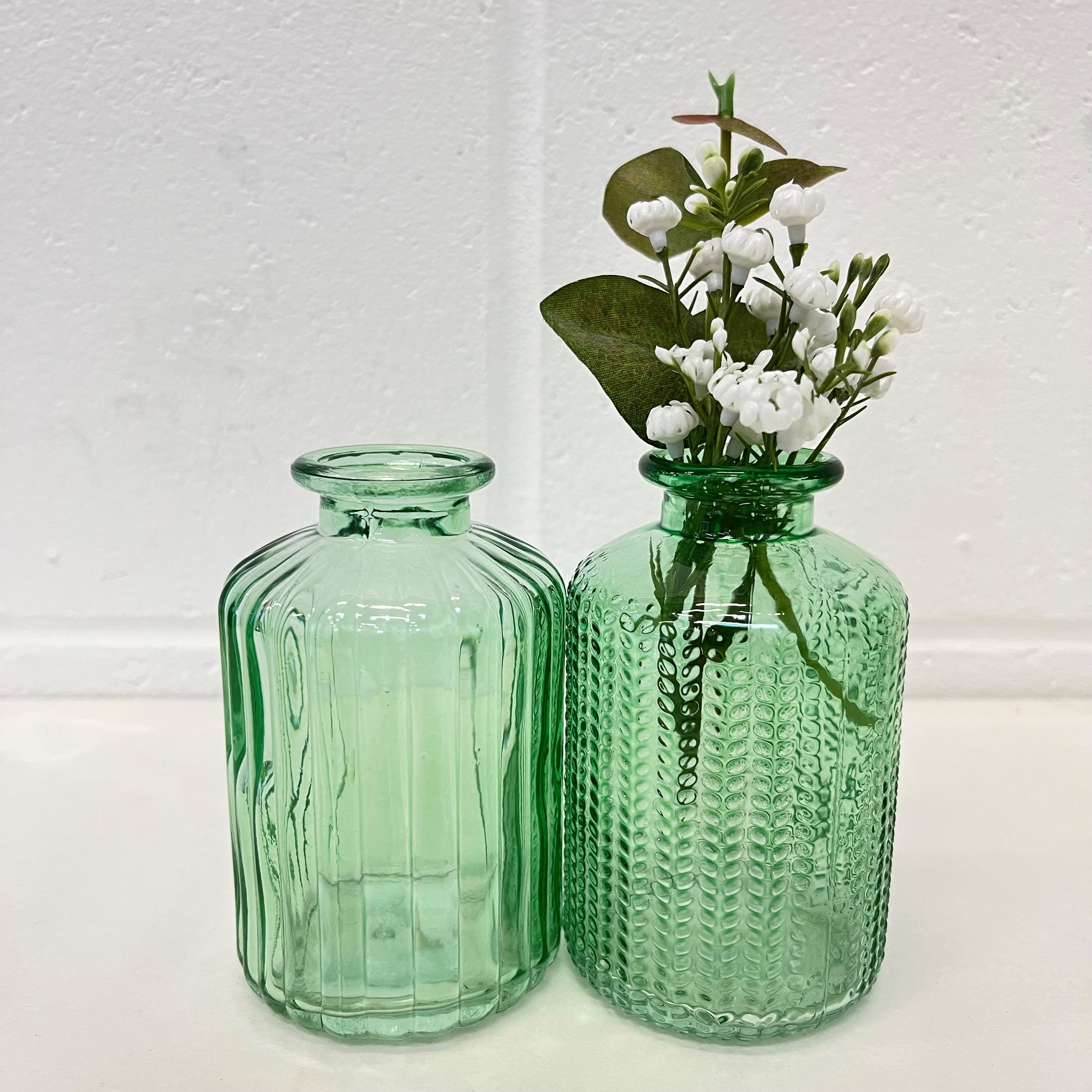 Bud Vase Set of 2 Pack of Two Small Bottle / Round Bud Vases Etsy UK