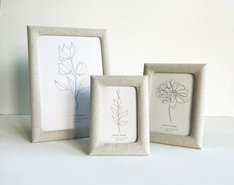 6x4" - 7x5" - A4 Cream Linen Photo Frame - Cream Linen Effect Photo Frames - Neutral Home Decor - Table Display Picture Frames