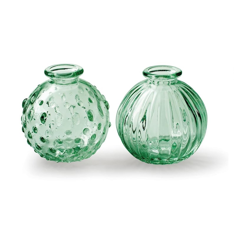 Bud Vase Set of 2 Pack of Two Small Bottle / Round Bud Vases Etsy UK
