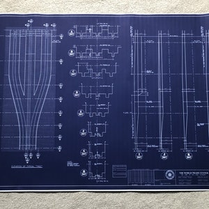 A1 Size World Trade Center Center Twin Towers Dreizack Blueprints. Hoch detailliert nach Original Zeichnungen.