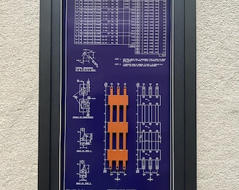 Presentazione delle specifiche di saldatura delle Torri Gemelle del World Trade Center (61 x 30 cm) con modello della struttura reticolare. Ottimo articolo da esposizione.