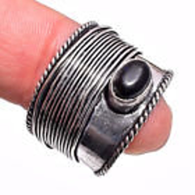 925 Ring Sterling Silver Ring Size 8.5 Midnight BlueBlack Sandstone Silver Ring