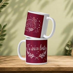 Mystical Brain Mug, Burgundy Aesthetic Ceramic Coffee Cup, Celestial Witchy Mug, Dark Academia Tea Cup, Gift for Her, Psychology Mug