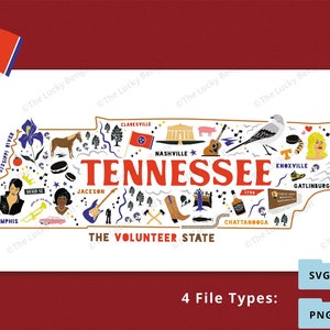 TENNESSEE Map Clipart Vektoren, Icons, Doodles & Illustrationen Bundle (51 handgezeichnete Icons) - INSTANT DOWNLOAD