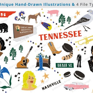 Tennessee Clipart Vectoren, Icons, Doodles & Illustraties Bundel (51 Hand-Drawn Icons) - INSTANT DOWNLOAD
