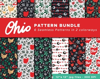 Ohio Digital Paper Icons Seamless Patterns Collage Craft - INSTANT DOWNLOAD