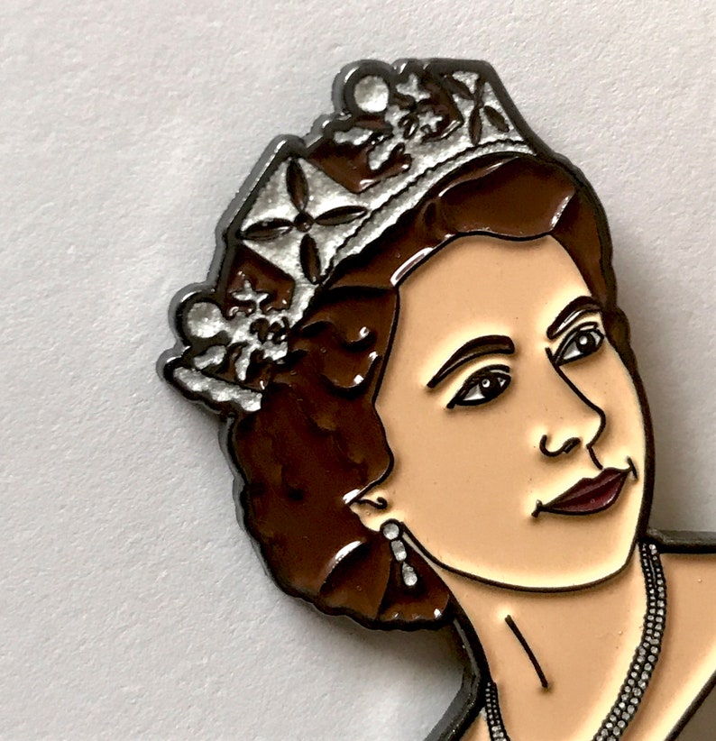 QUEEN Elizabeth II Soft Enamel Lapel Pin with Glitter Crown Etsy