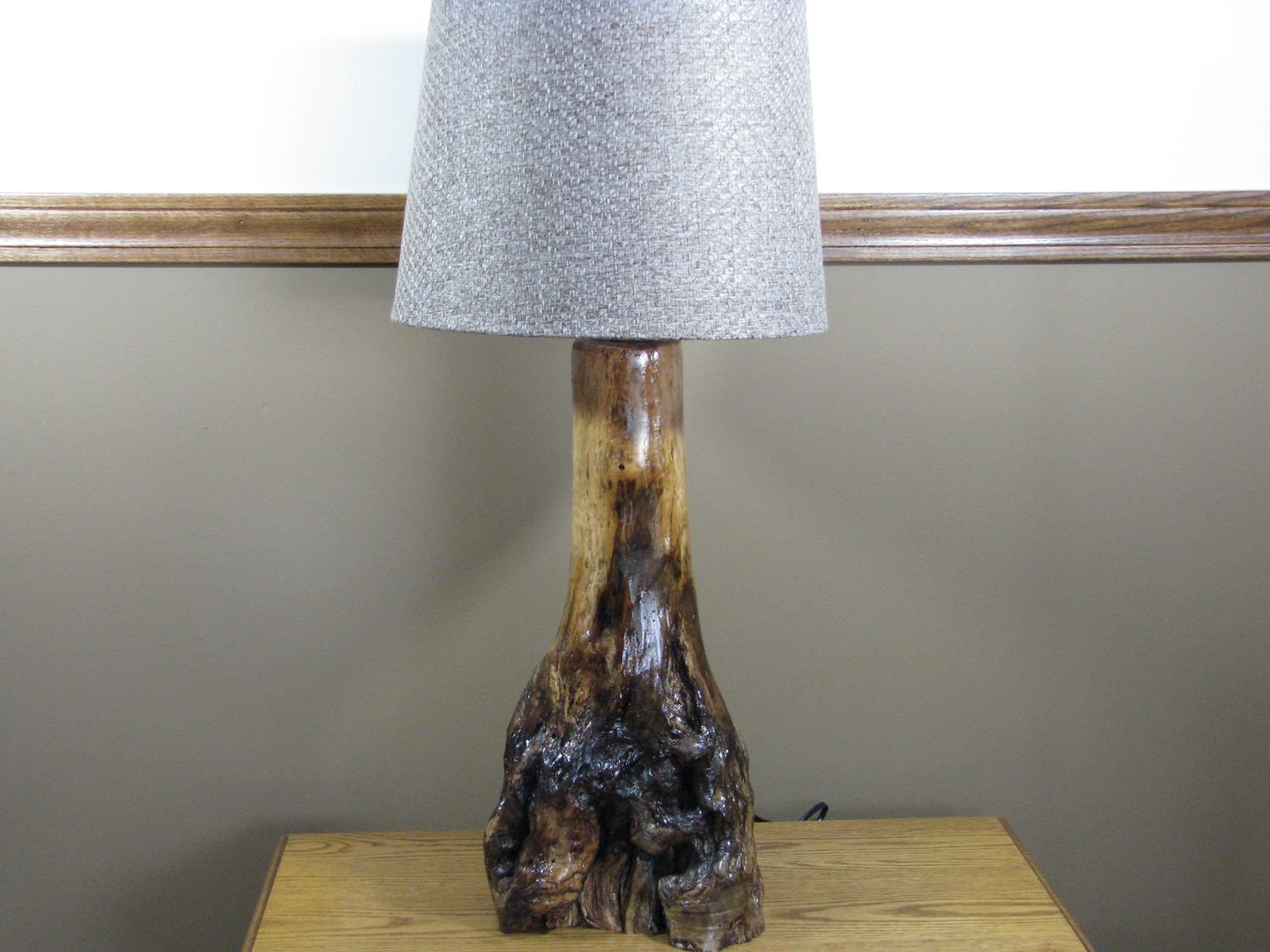 natural wood lamp base