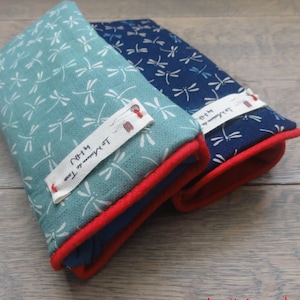 Etui à lunettes ou housse pour téléphone portable molletonné - Etui en tissu japonais / Libellules