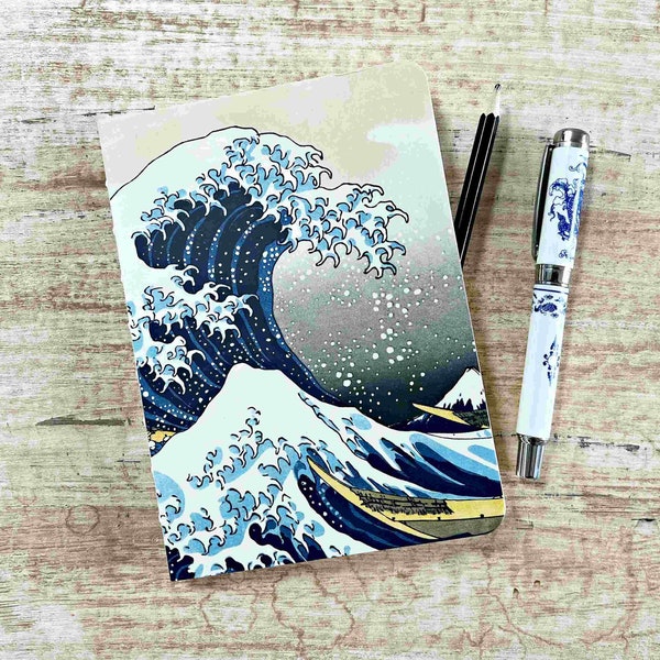 Carnet de note vague Hokusai / Carnet de voyage japonais, carnet d'écritures dessin, journal intime