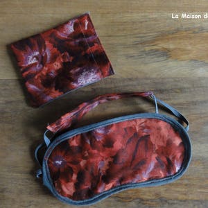 Masque de Nuit Rouge bordeaux Masque sommeil en tissu rouge image 2