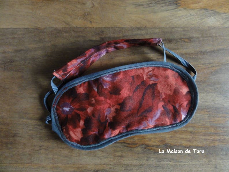 Masque de Nuit Rouge bordeaux Masque sommeil en tissu rouge image 1