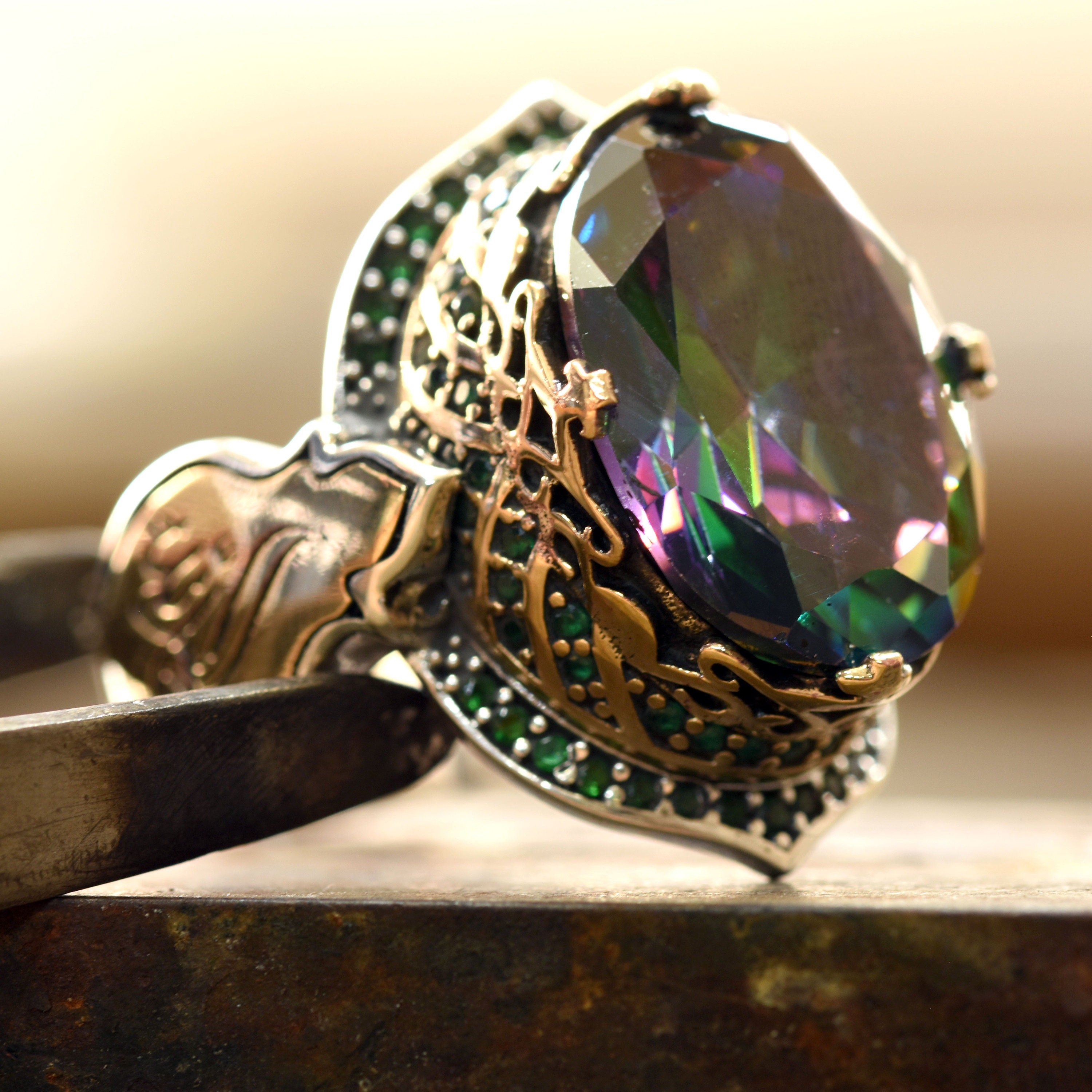 Mystic Topaz Gemstone Ring Best Gemstone Ring Handmade | Etsy