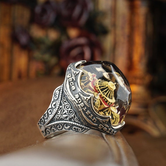 Dome Hand Carved Ring Turkish Handmade Rings Mens Ring Hand - Etsy