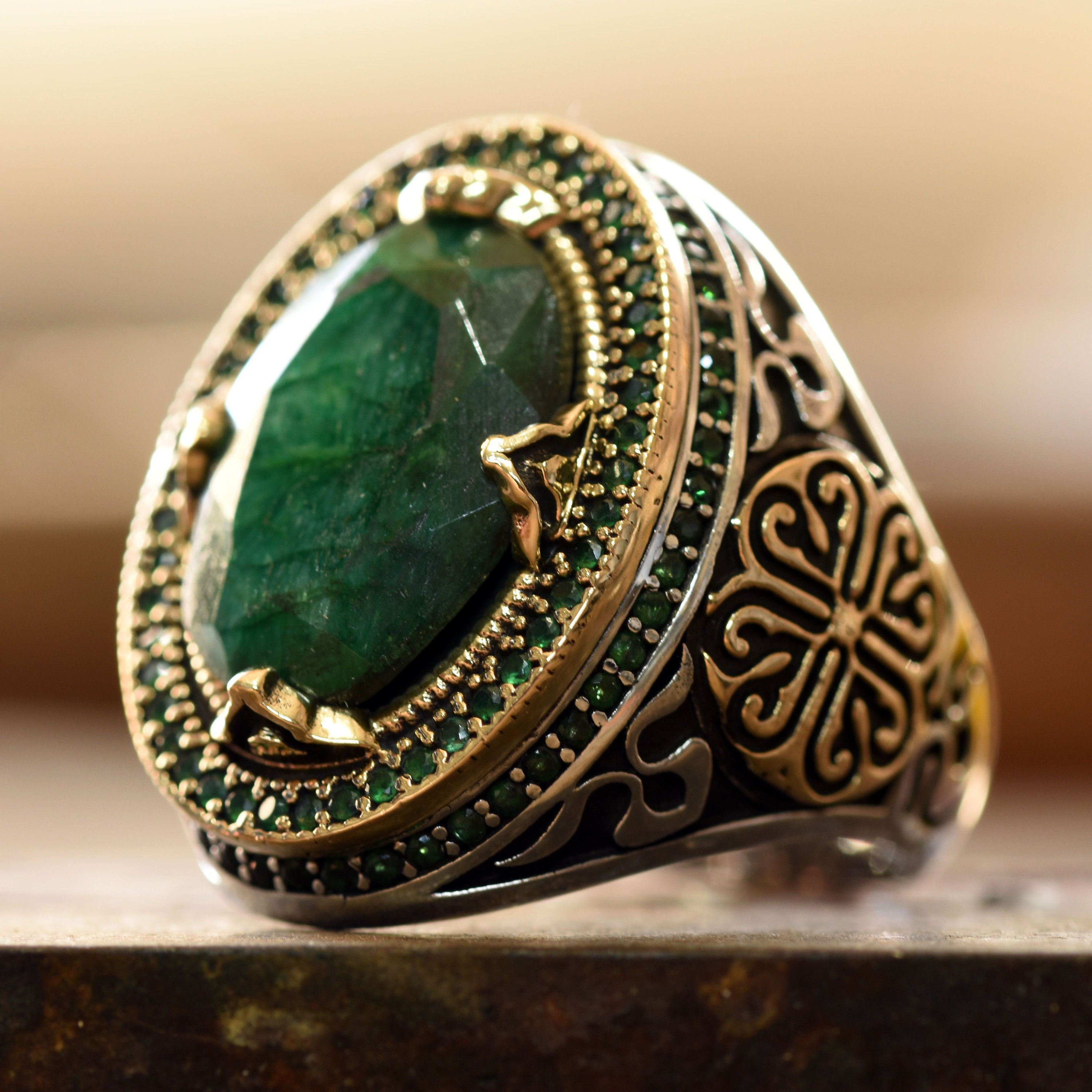 Handmade Natural Emerald Gemstone Ring Large Gemstone - Etsy
