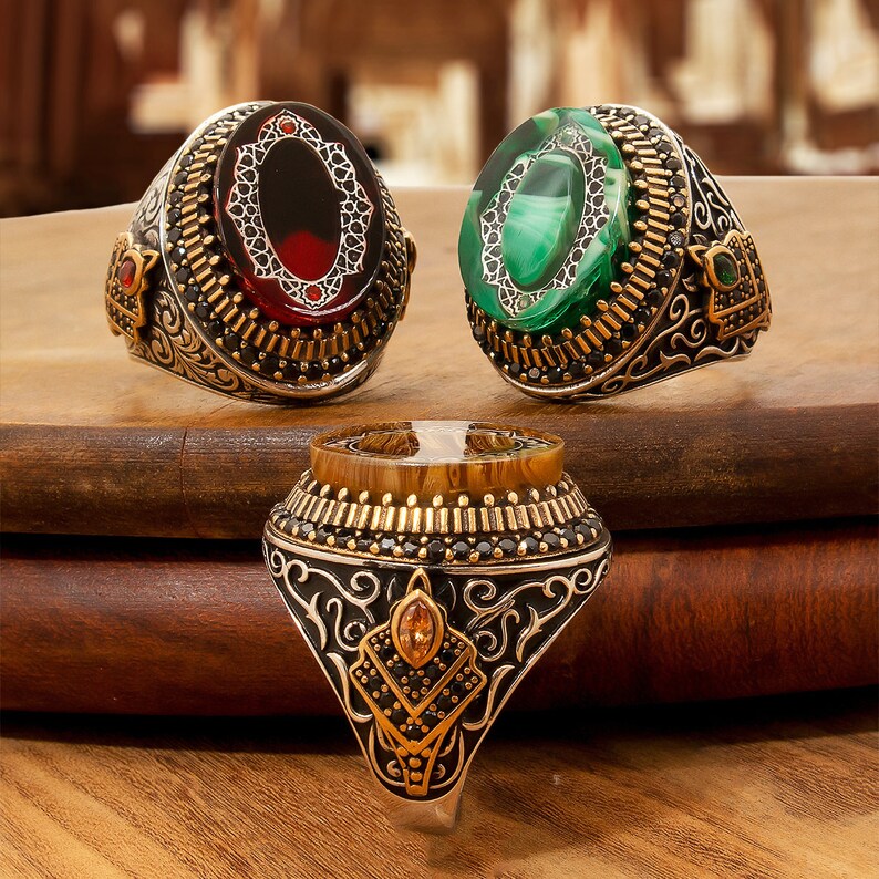 Mens Amber Ring Sterling Silver Large Amber Ring Yellow Etsy