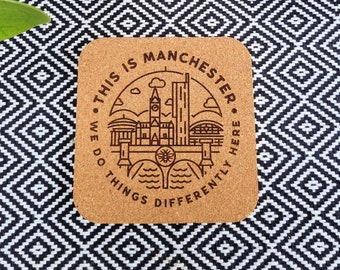 Square This Is Manchester Cork Coasters