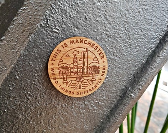 Limited Edition 'This Is Manchester' Wooden Fridge Magnet