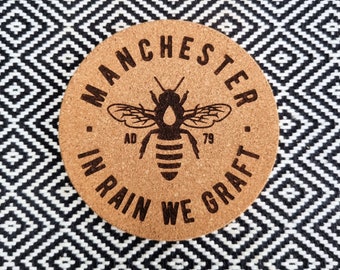 Manchester Bee Cork Coasters