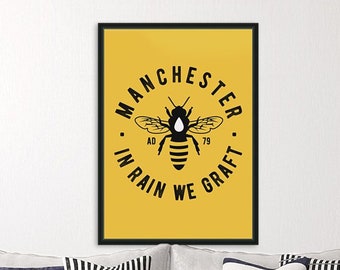 Manchester Bee - Portrait Wall Art Print