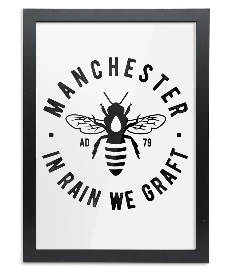 Manchester Bee Portrait Wall Art Print Etsy