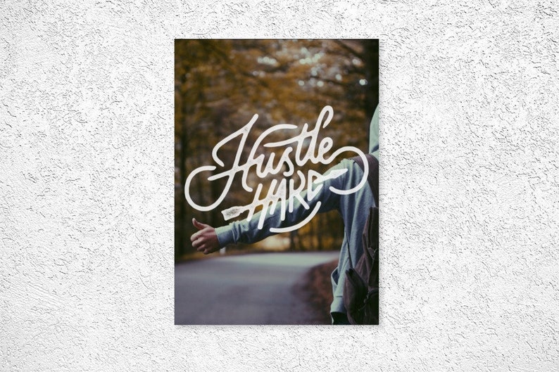 Hustle Hard Motivational Portrait Wall Inspirational Quote Art Print image 1