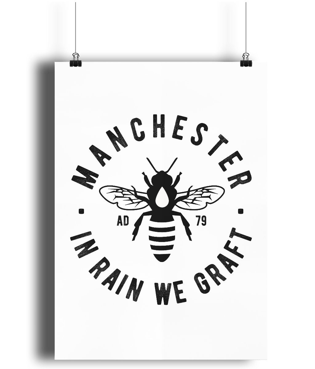 Manchester Bee Portrait Wall Art Print Etsy