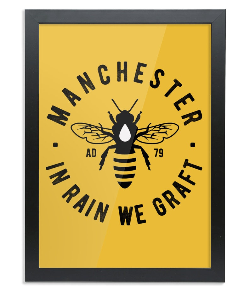 Manchester Bee Portrait Wall Art Print Etsy