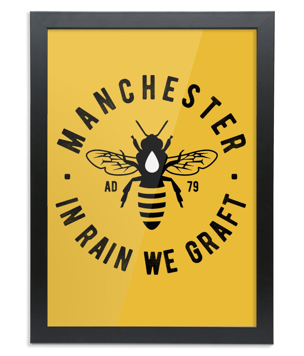 Manchester Bee Portrait Wall Art Print Etsy UK