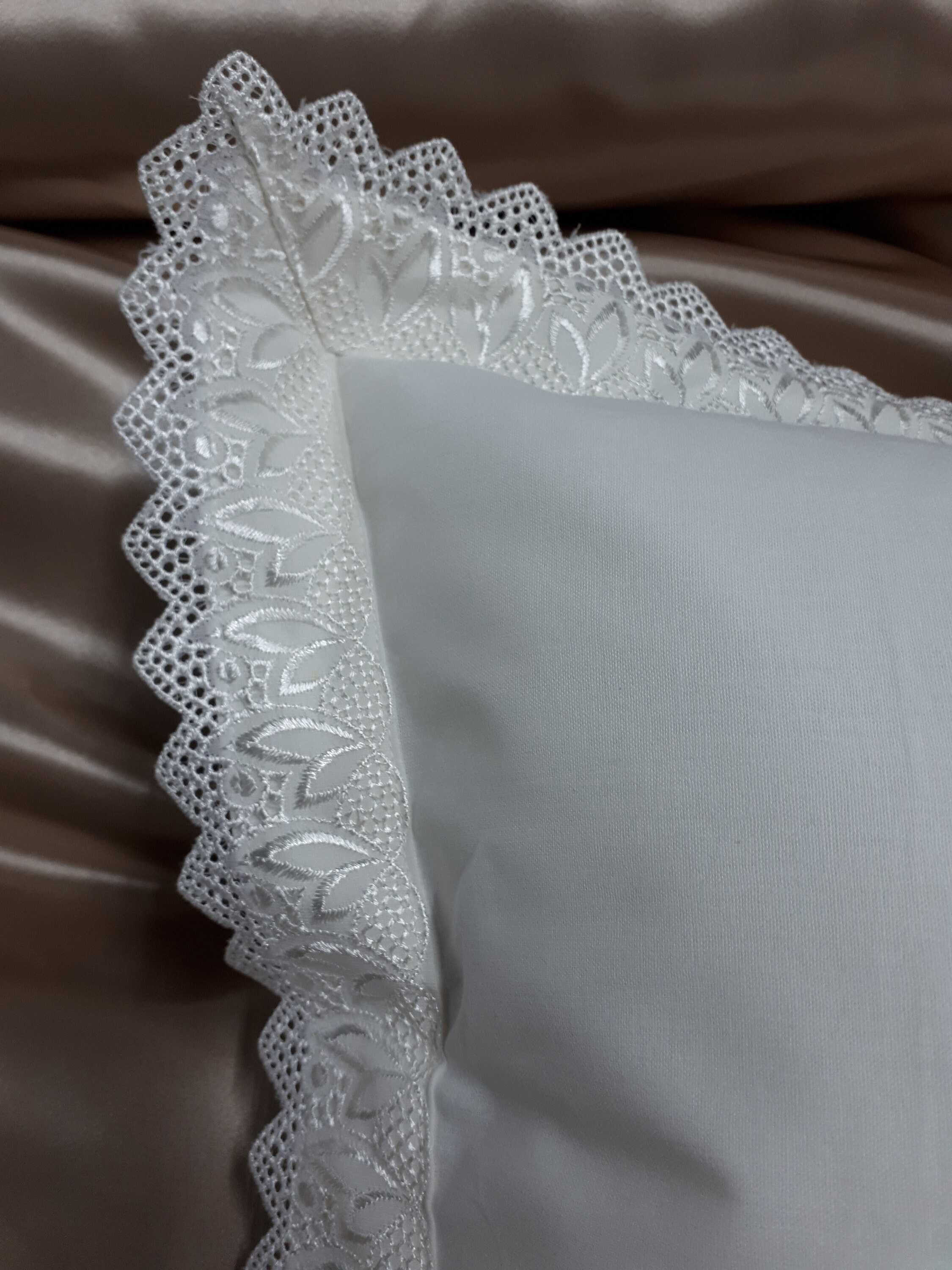 Pillow sham Pillowcase with lace pillow sham with ribbon ties White  Cotton handmade European standard queen king cottage farmhouse chic