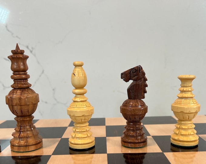 Large handmade wood carved chess pieces (5 Inch King) luxury wooden hand carved chess set