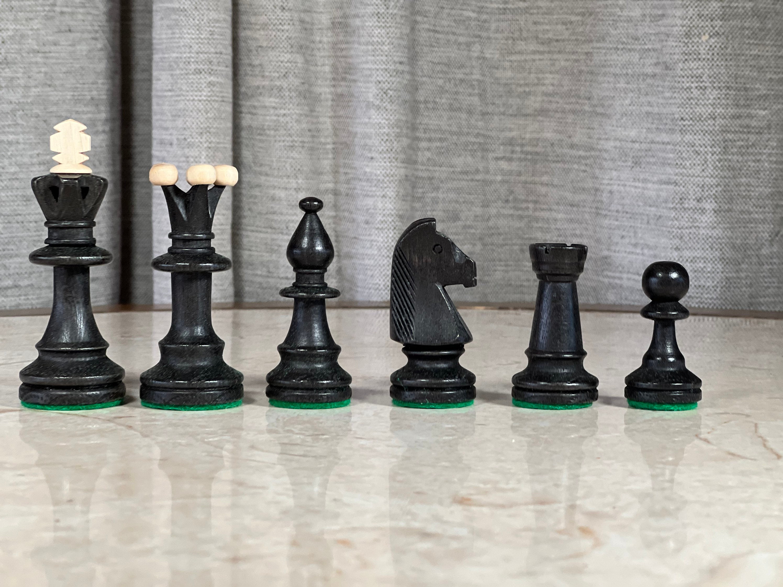 Black Saffiano Leather Chess Set