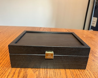 Exquisite Black Wooden Chess Storage Box 9.5x6.5x3.25" | Securely Fits Up To 4" Kings & 1.75" Base Pieces | Ultimate Chess Enthusiast Gift