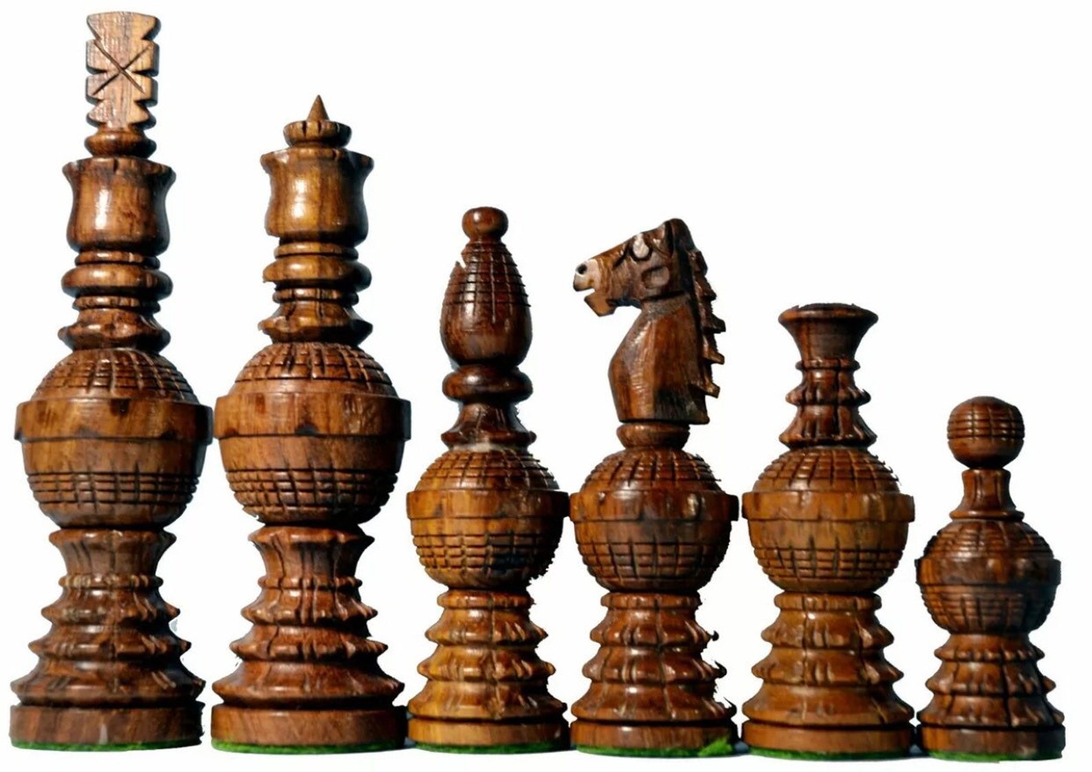 Large Handmade Wood Carved Chess Pieces 5 Inch King Luxury Etsy