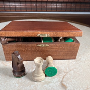 Handmade Portable Tournament Quality Chess Pieces in Protective Wooden Box, Now in 2 Sizes 3.75 or 3.5 inch King