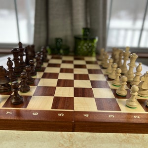 Tournament Ready Staunton Wooden Travel Folding Chess Set with Interior Storage, now in 3 Sizes- 16 inch, 19 inch, and 21 inch boards