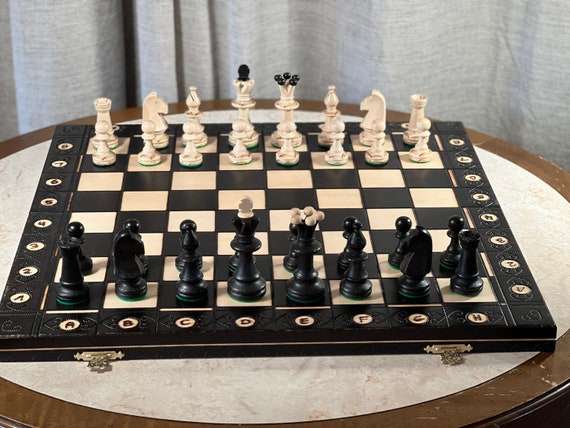 21 Black Ambassador Folding Chess Set