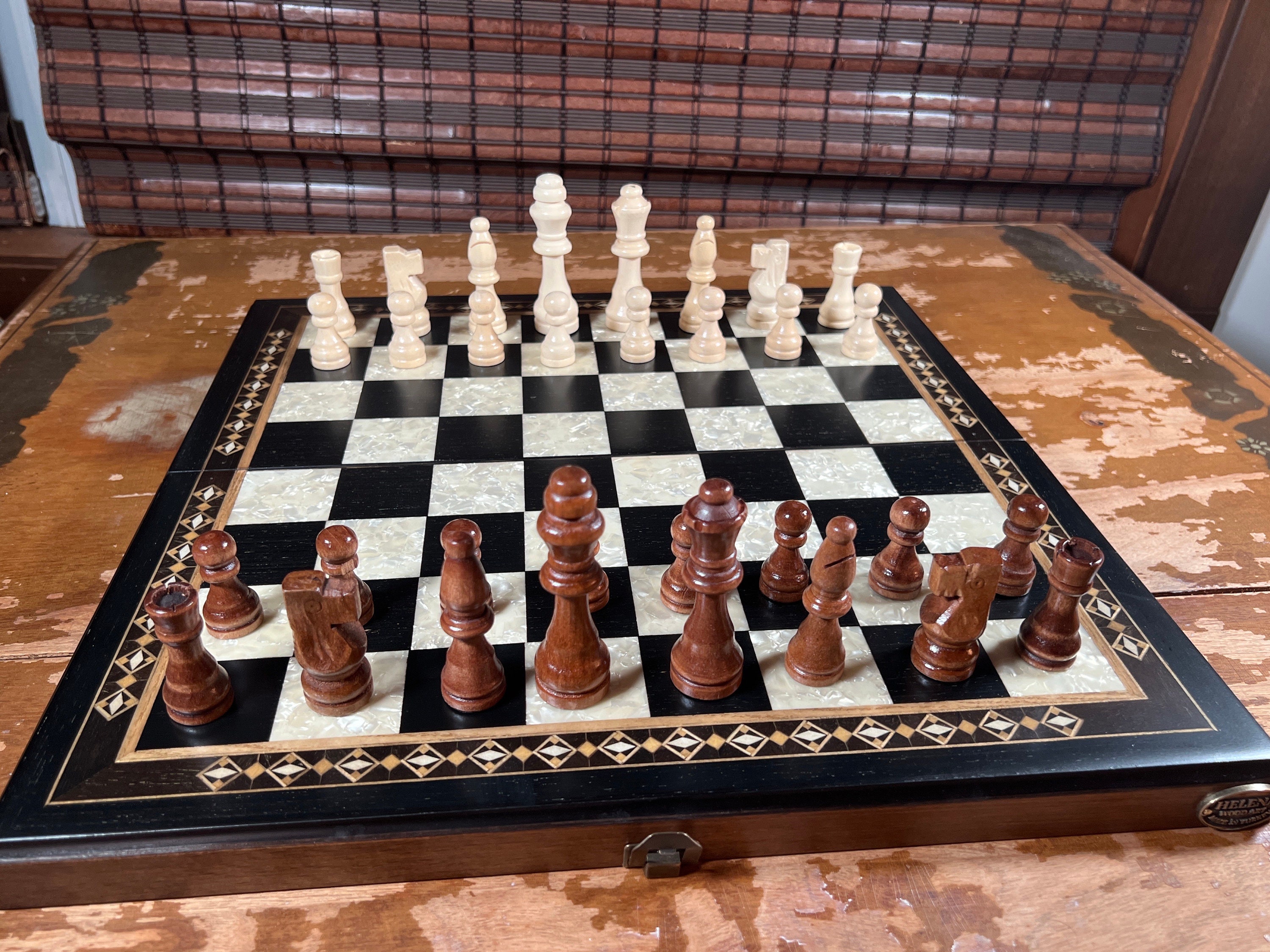 20.5 Inches Istanbul Chess Set Walnut - Mother of Pearl inlaid Chess B –  Craftsoy