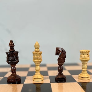 NEW Wooden Chess pieces set - 4.5 In King LOTUS ARTISTIC Handmade chess pieces Only