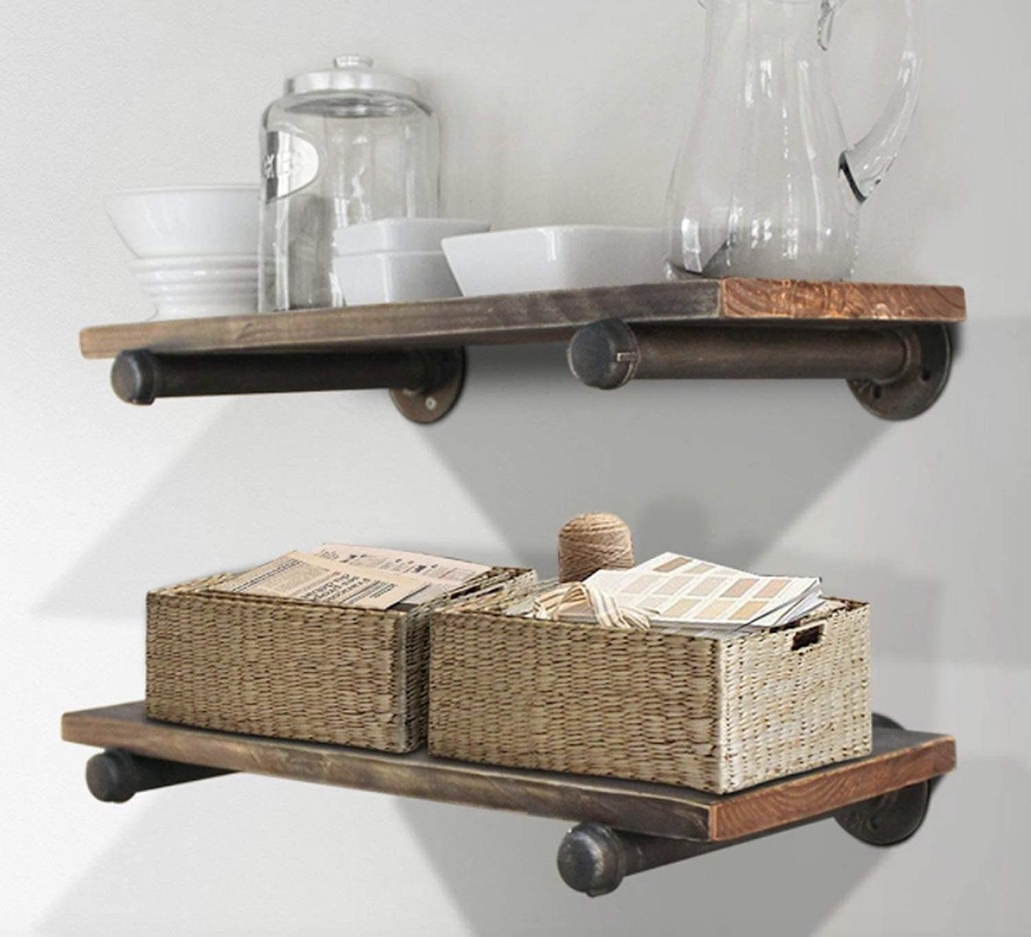 4 Pack 10 Iron Pipe Shelf Mounting Brackets Industrial Black Etsy