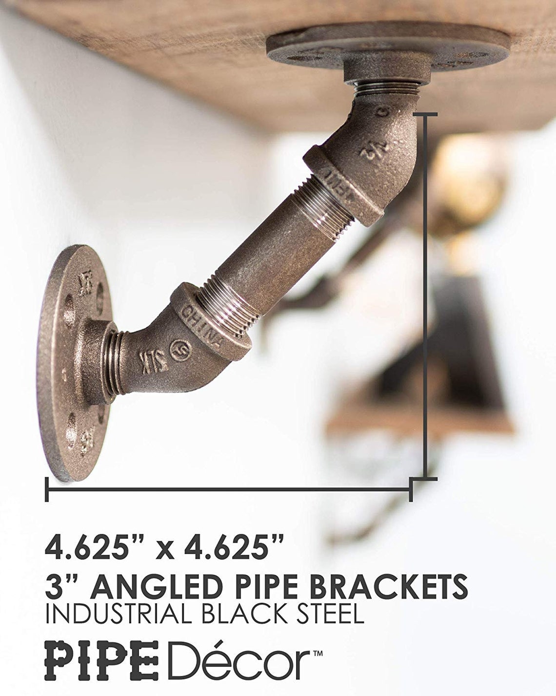 Pipe Shelf Brackets Industrial Angled Bracket for Rustic Etsy